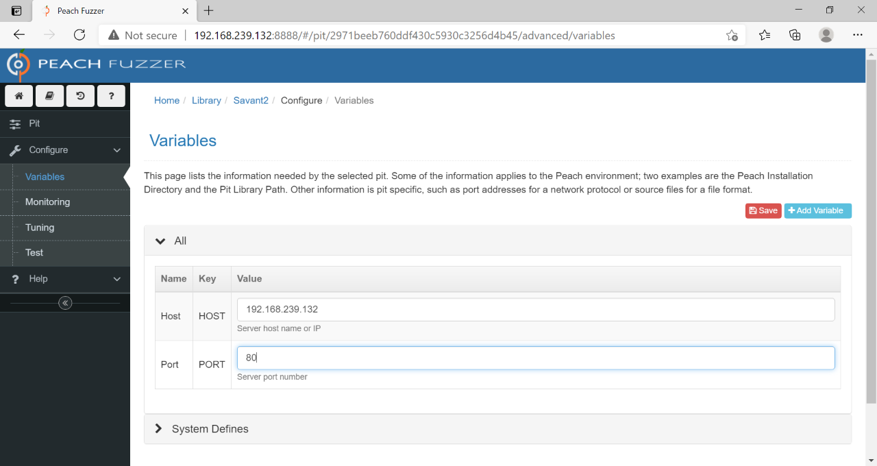 Configure Variables