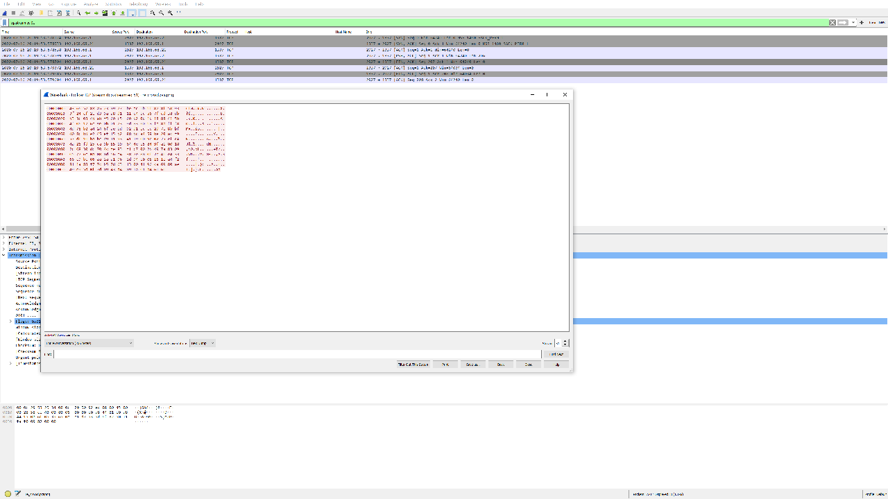 Hexdump of exfiltration traffic.